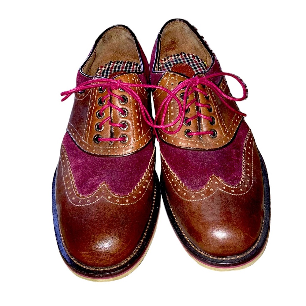 Johnston & Murphy Men’s Flex System Dark Red And Brown Leather Lace Up Shoes.